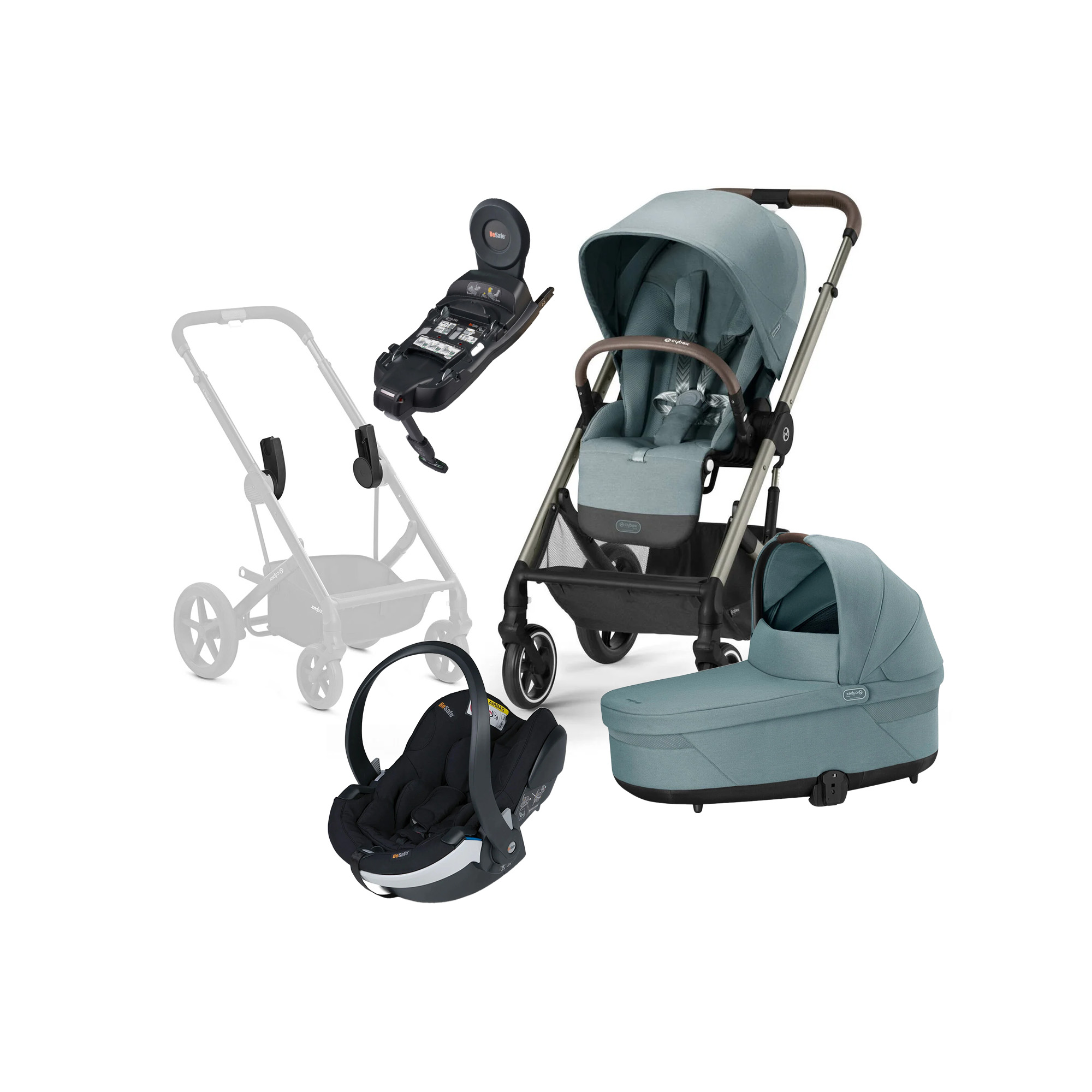 Cybex BALIOS S Lux Duovagn inkl. BeSafe iZi Go Modular X2 &  Bas Sky Blue/Taupe