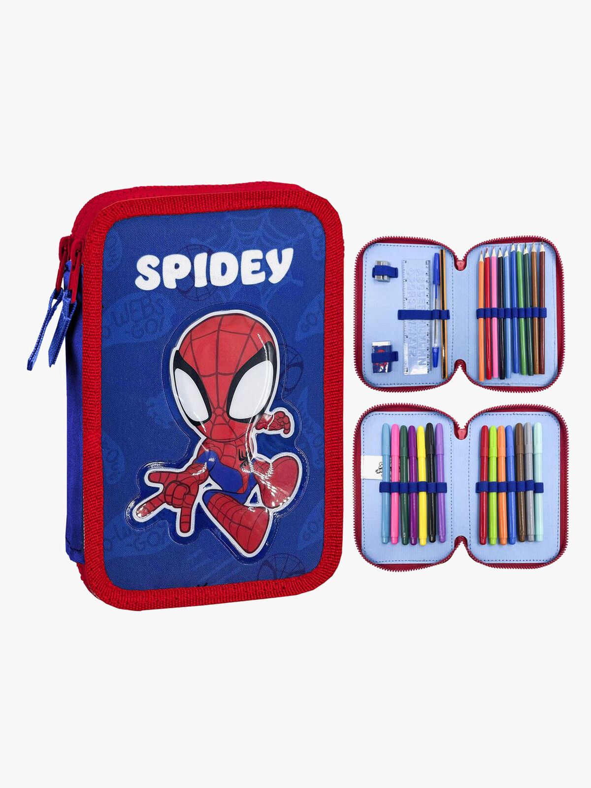 Spidey And His Amazing Friends Dubbelpennfodral, Blå/Röd