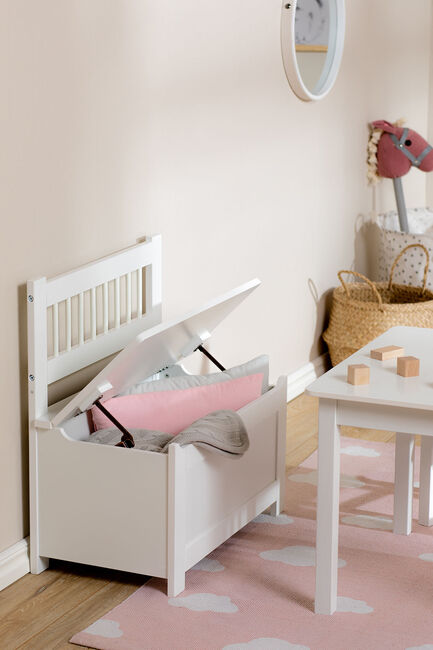 Alice & Fox LOVIS Bord och Stolar + Soffa med Förvaring, Vit