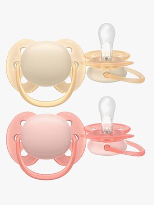 Philips Avent Ultra Soft Napp 0–6m 2-Pack, Gul/Orange