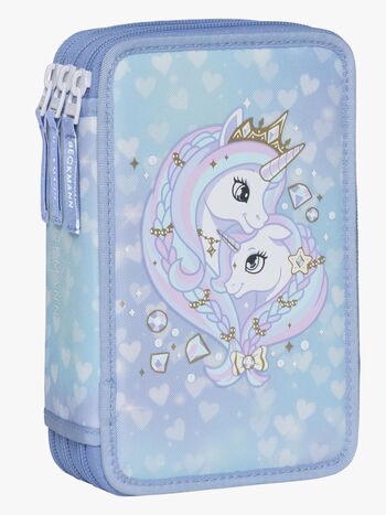 Beckmann Fylld Trippelpennfodral, Unicorn Princess Ice Blue