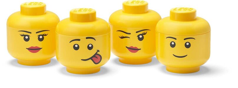 Lego Förvaring Huvud Mini Set 4PCS, Gul