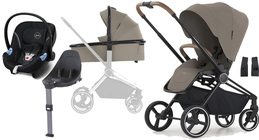 Crescent Ultra Duovagn inkl. Cybex Aton M Babyskydd, Sand/Black Brown