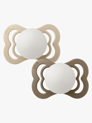 BIBS Supreme Napp 2-Pack Silikon Stl 1 Symmetrisk, Vanilla Glow/Dark Oak Glow