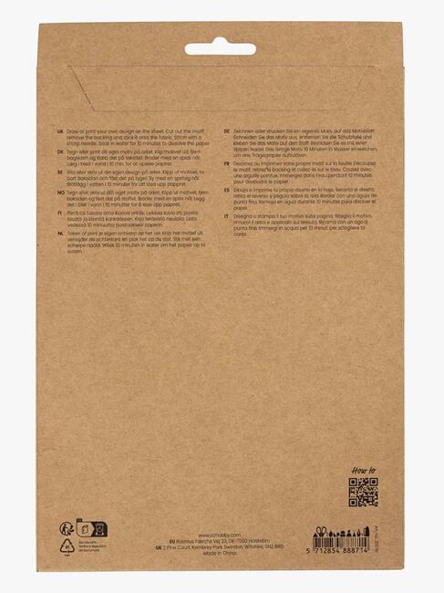 Creativ Company Vattenlösligt Broderiark A5 8 st