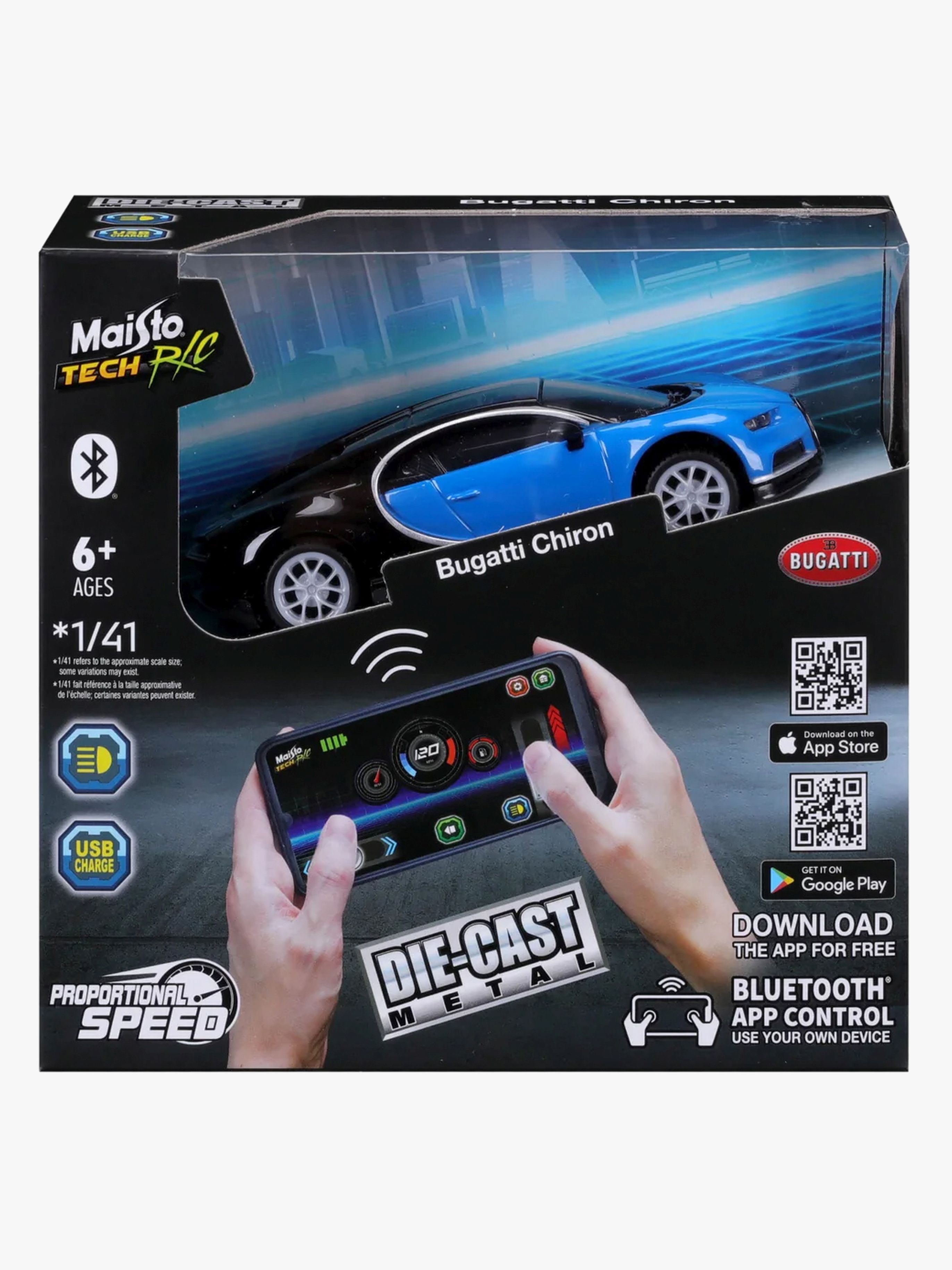 Maisto Tech Radiostyrd Bil Mini Metal Die-Cast Bluetooth Bugatti Chiron 1:41