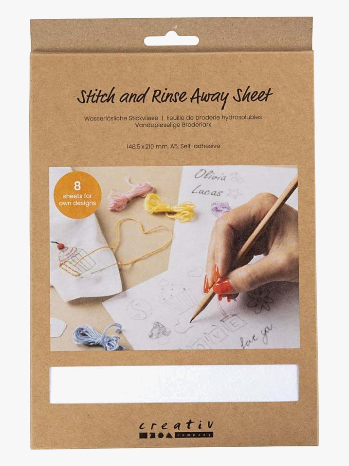 Creativ Company Vattenlösligt Broderiark A5 8 st