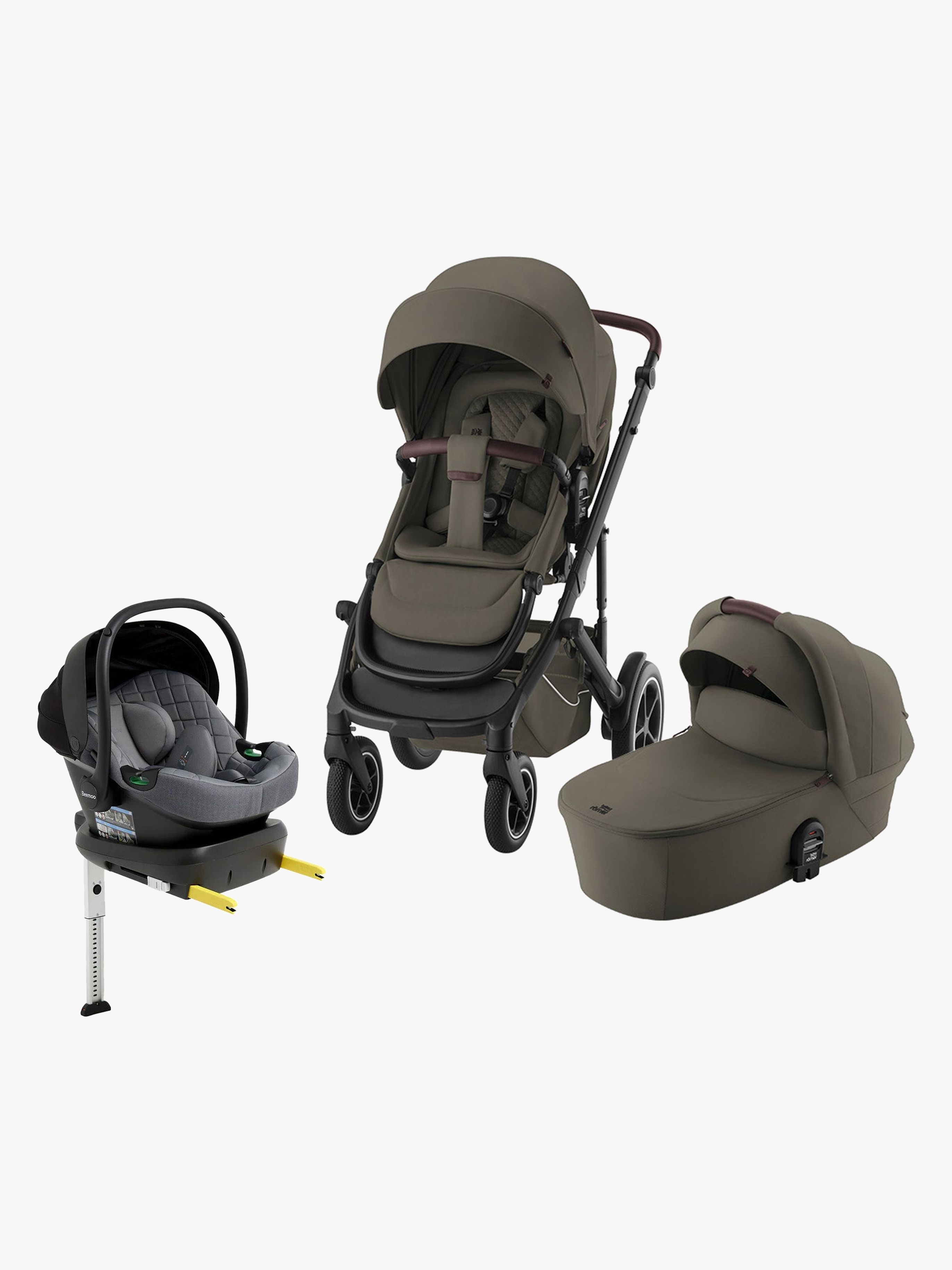 Britax Römer Smile 5Z Duovagn inkl. Beemoo Route Babyskydd &  Bas, Urban Olive Lux/Mineral Grey