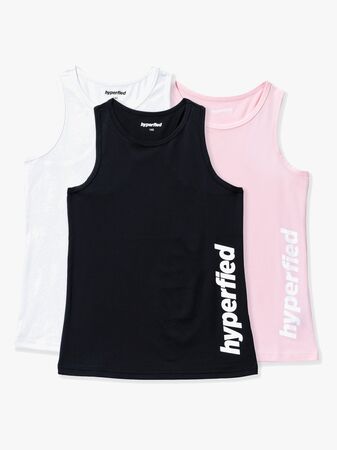 Hyperfied Split Tank Top 3-pack, Black/White/Fairy Tale
