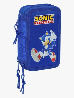 Sonic  Fyllt Trippelpennfodral 37 Delar, Blå
