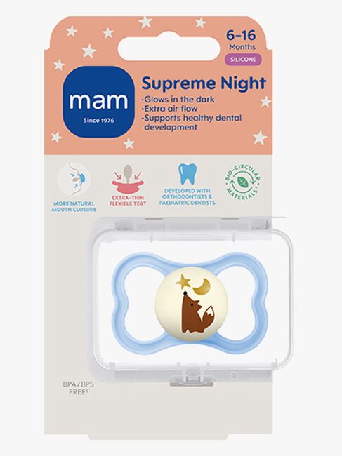 MAM Supreme Night Napp Silikon 6-16m, Blå