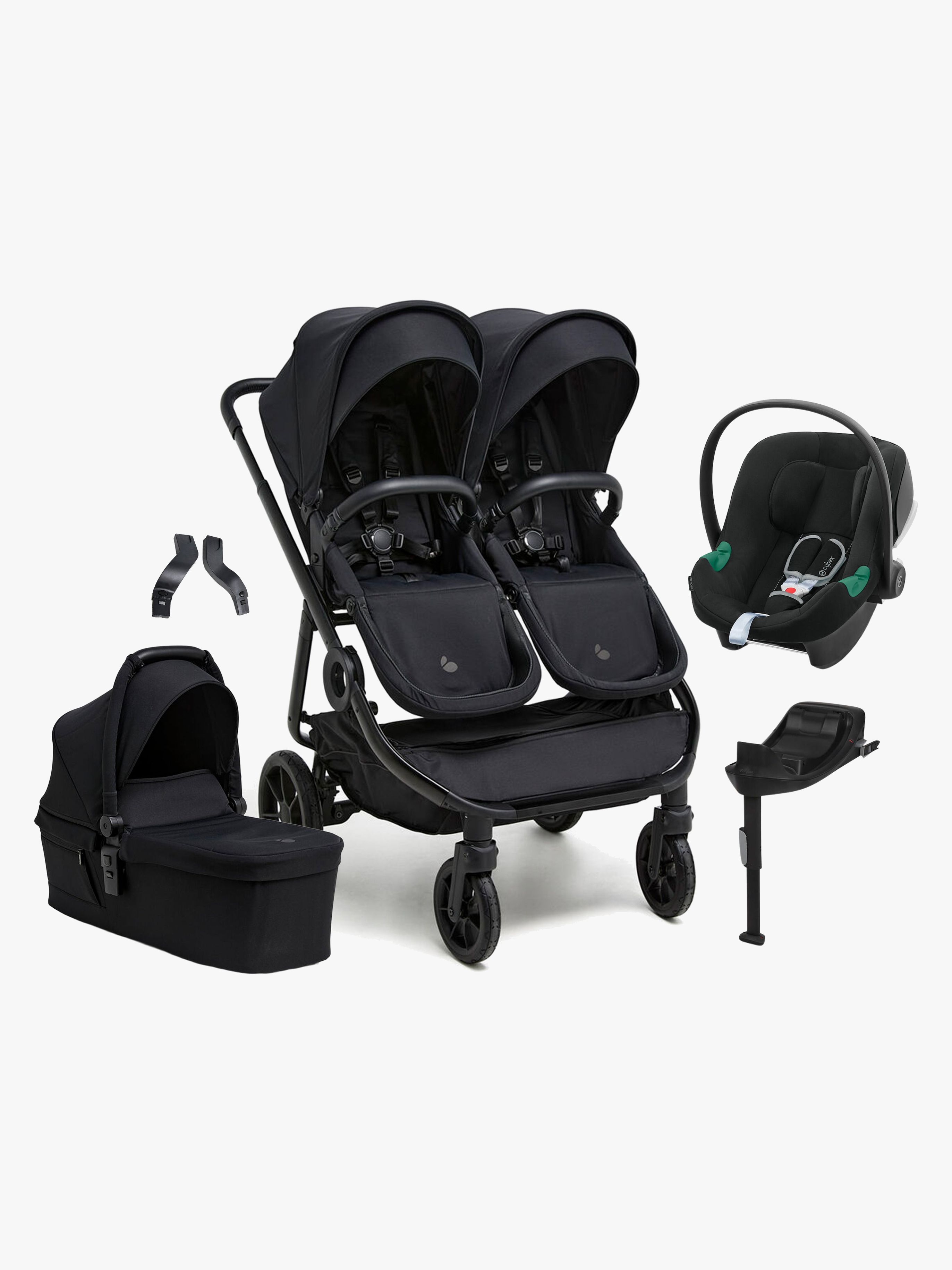 Beemoo Pro Twin 2 Syskonvagn inkl. Cybex Aton B2 &  Bas, Coffee Black