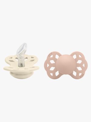 BIBS Infinity Smokker 2-pack Silikon Str 1 Anatomisk, Ivory/Blush