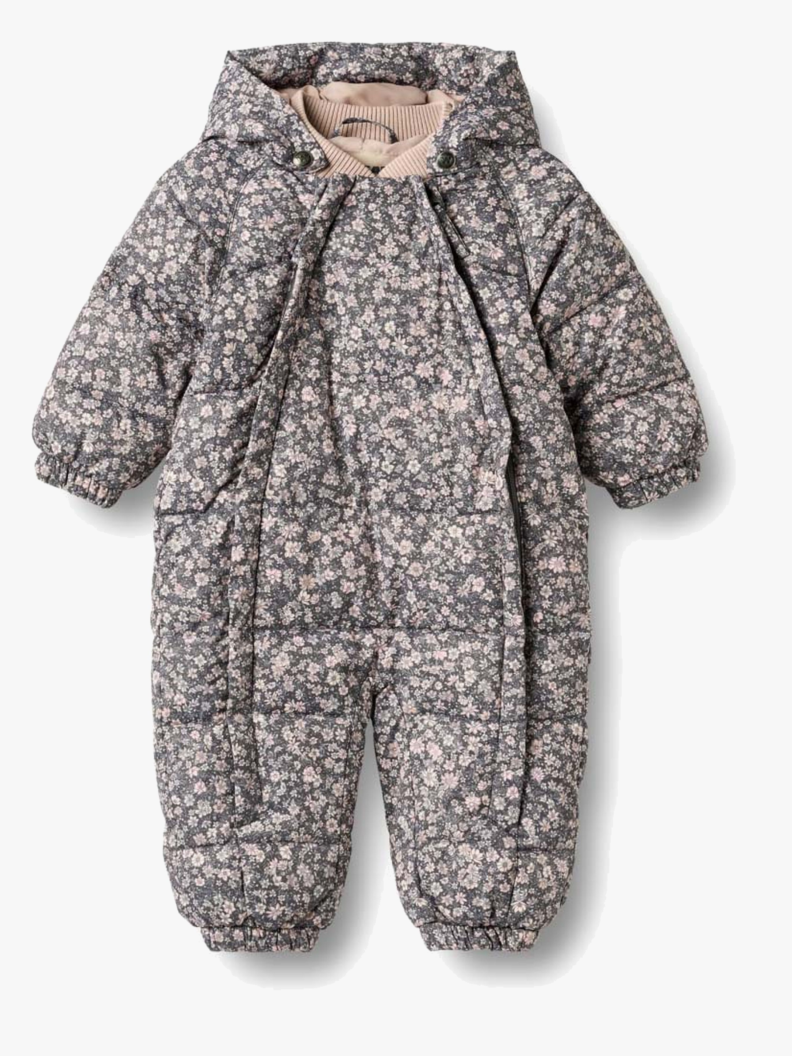 Wheat Edem Baby Vinteroverall, Dark Charcoal Flowers, 0-3 mån