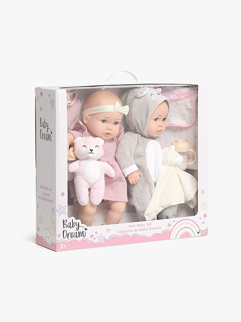 Cloudberry Castle Gåvoset Docka Twins Deluxe 35 cm, Rosa/vit