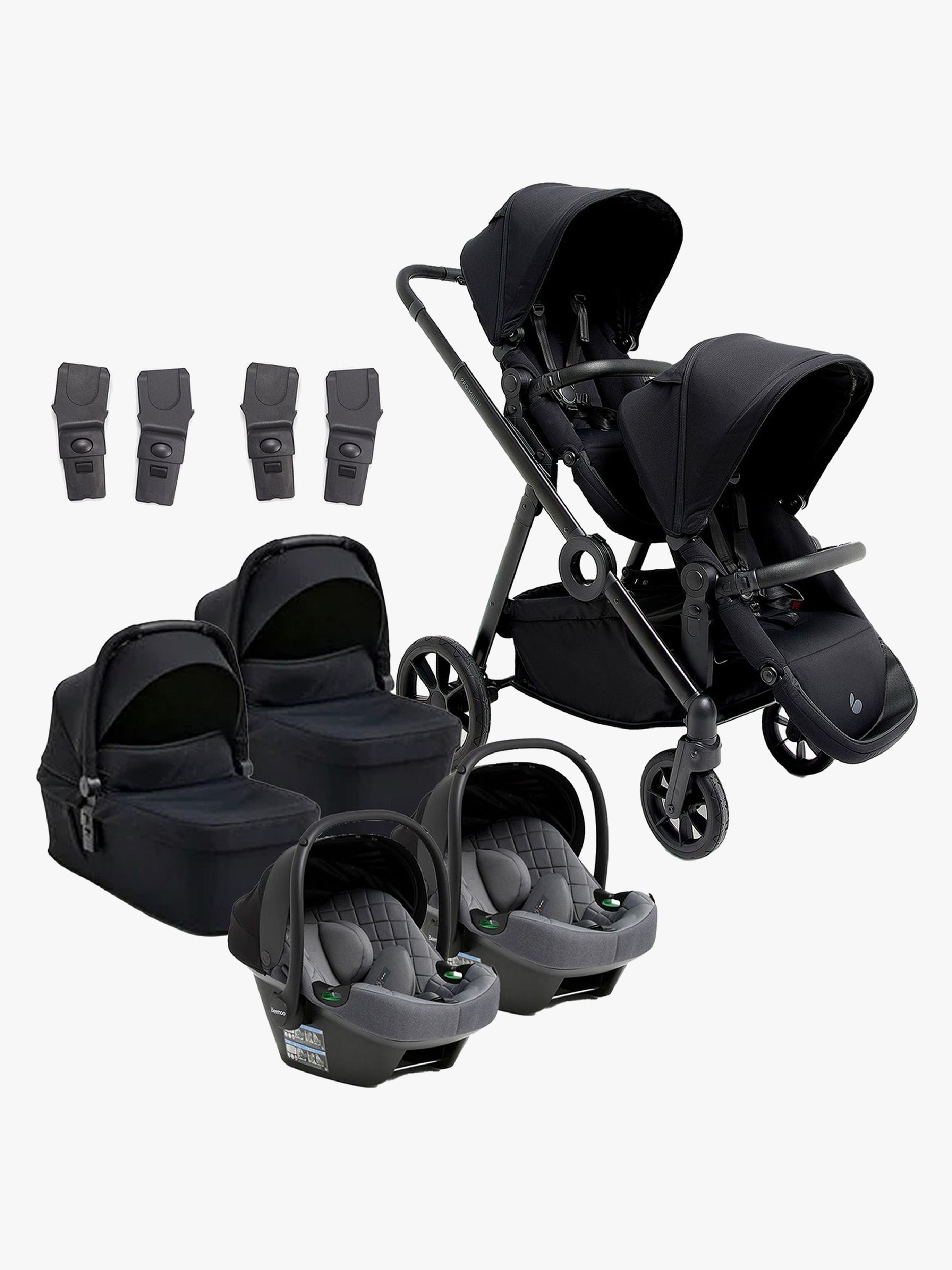 Beemoo Pro Multi 2 Tvillingvagn – från nyfödd med Route i-Size babyskydd