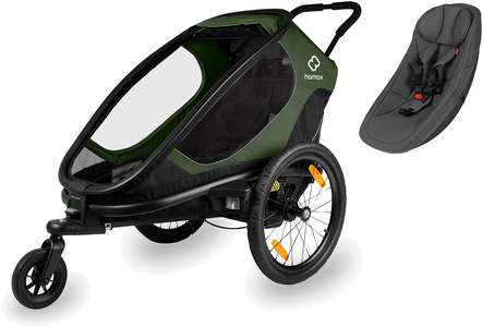 Hamax Outback ONE Cykelvagn inkl. Babyinsats, Green/Black