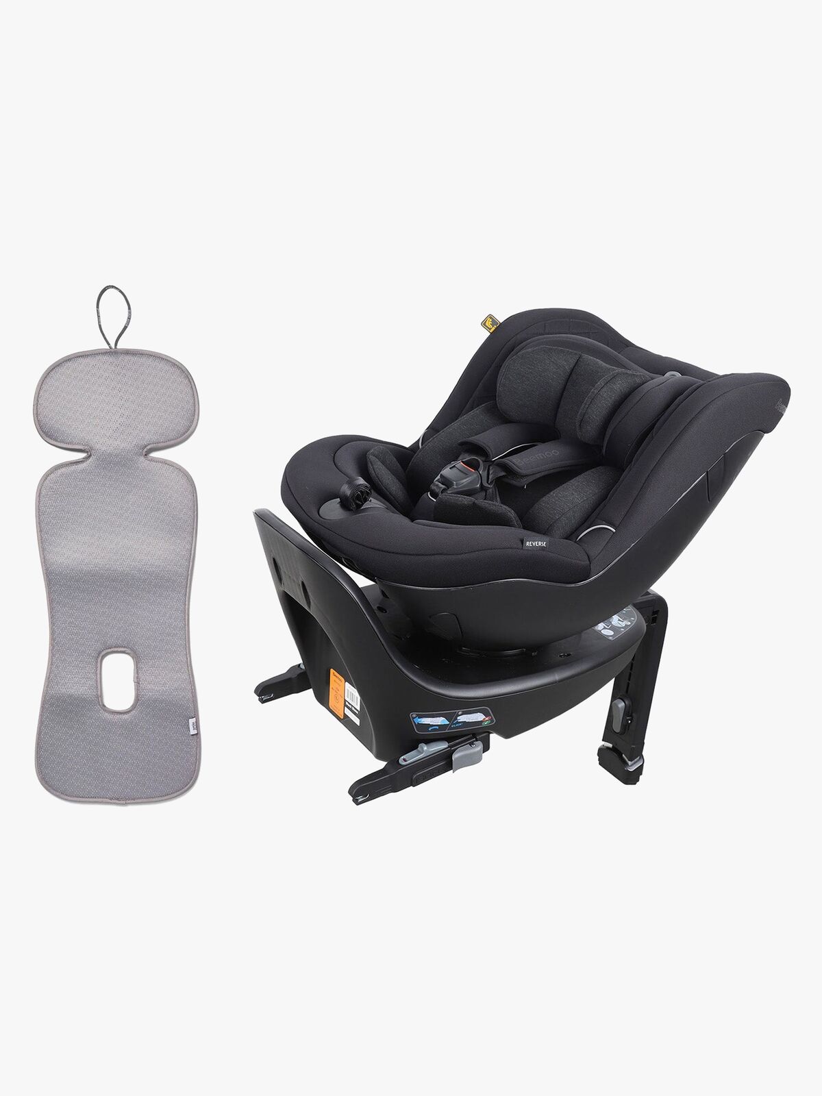 Beemoo Reverse i-Size Bakåtvänd Bilbarnstol inkl. Ventilerande Dyna, Black Stone/Grey