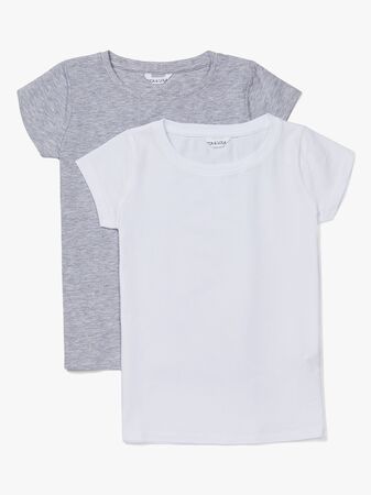 Luca & Lola Fanny Topp 2-pack, Grey Melange/White