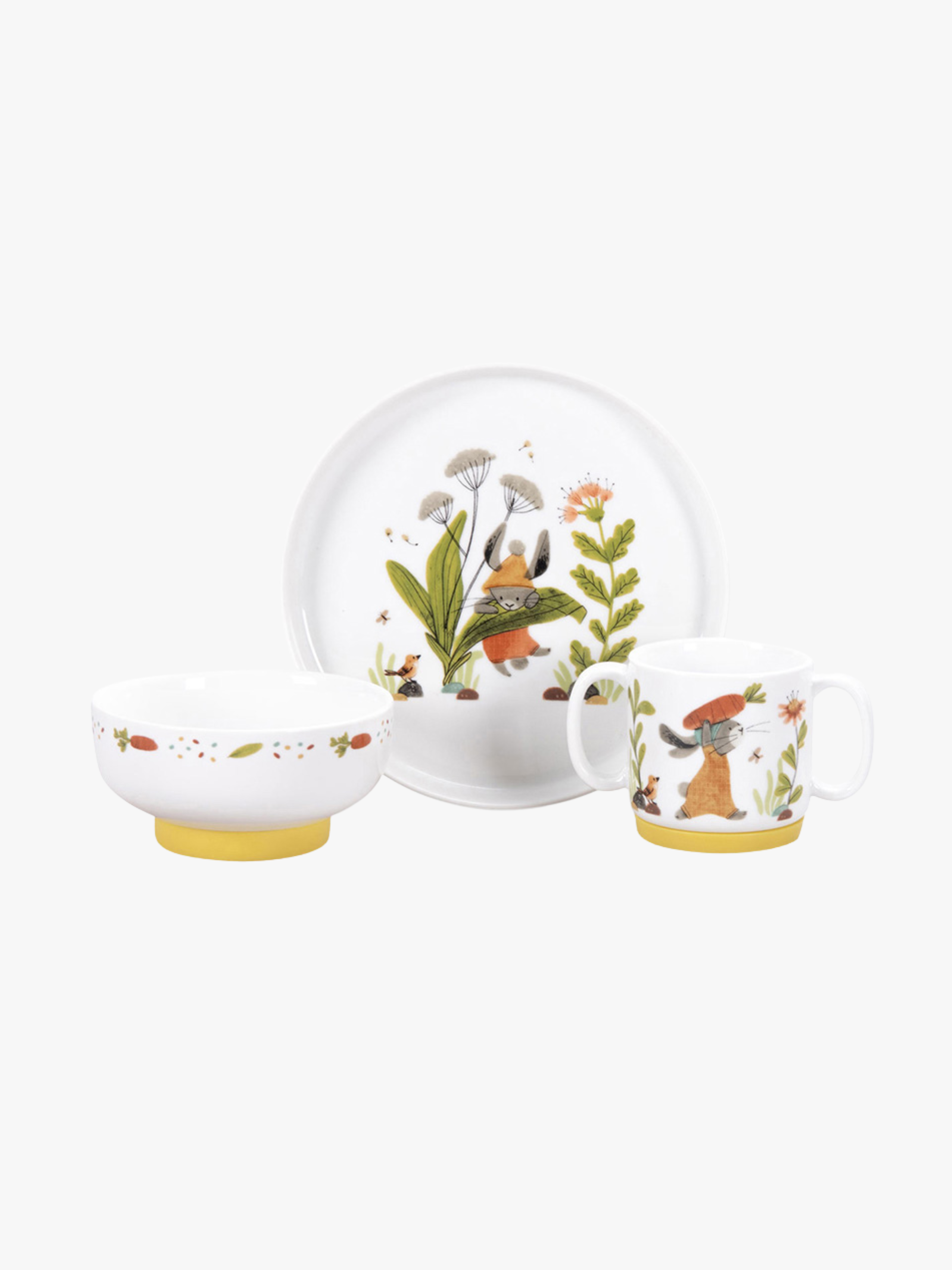 Moulin Roty Servis I Porslin Trois Petits Lapins, Vit
