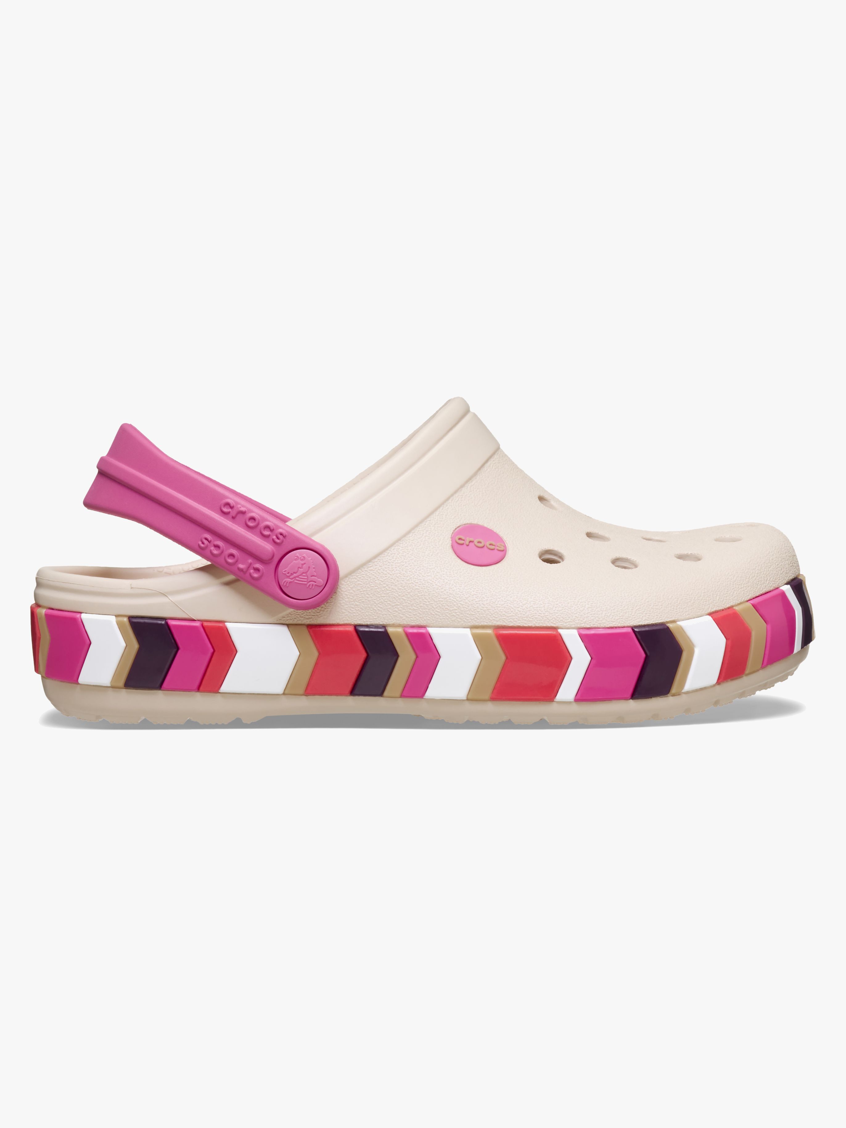 Crocs Crocband Chevron Band Tofflor, Frappé/Quiet Rose, 30-31