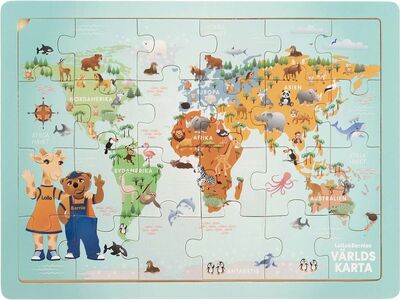 Teddykompaniet Lollo & Bernie Pussel Världskarta 24 Bitar