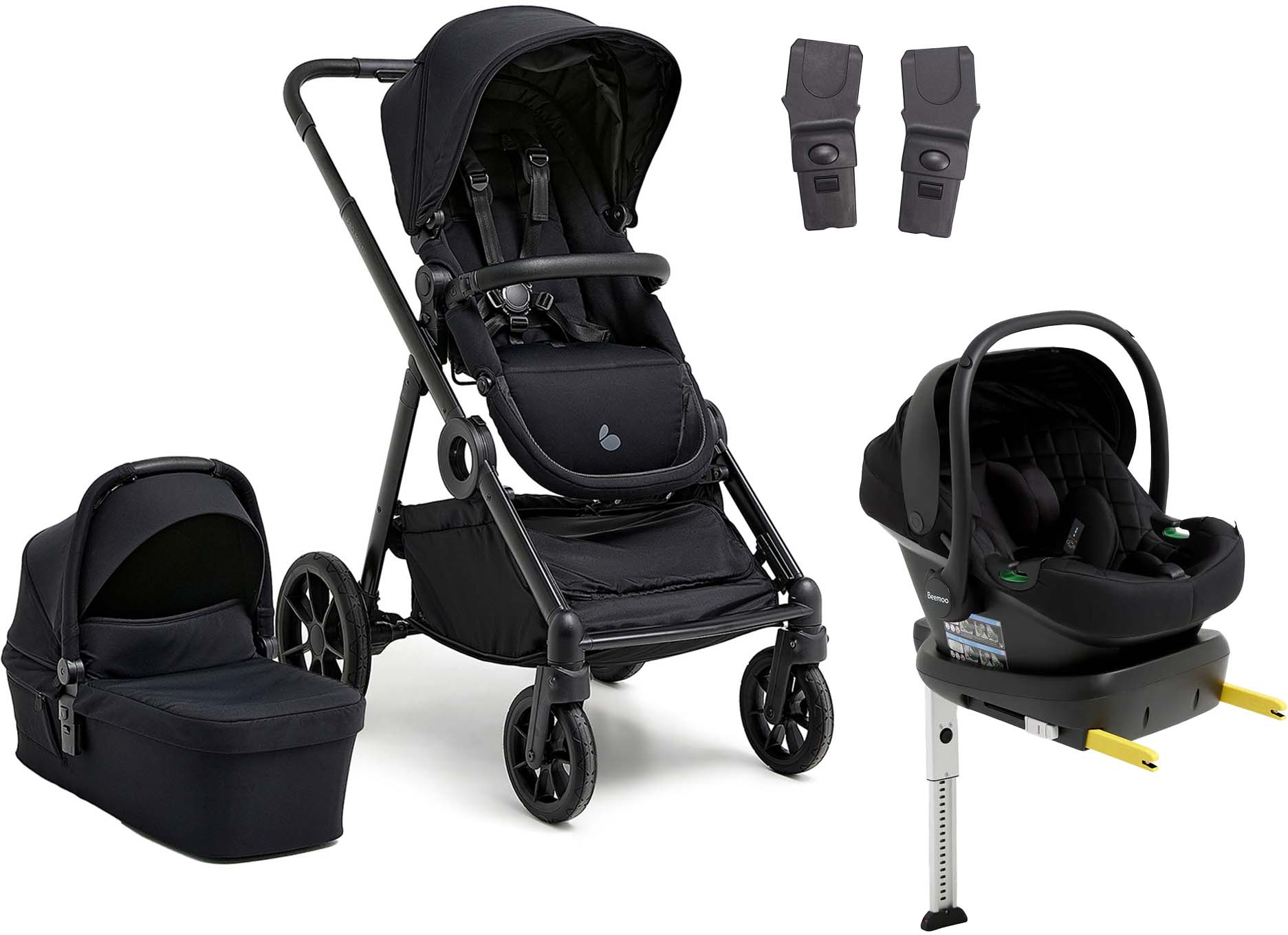 Beemoo Pro Multi 2 Duovagn Inkl. Route i-Size Babyskydd &  Bas Coffee Black/Black Stone