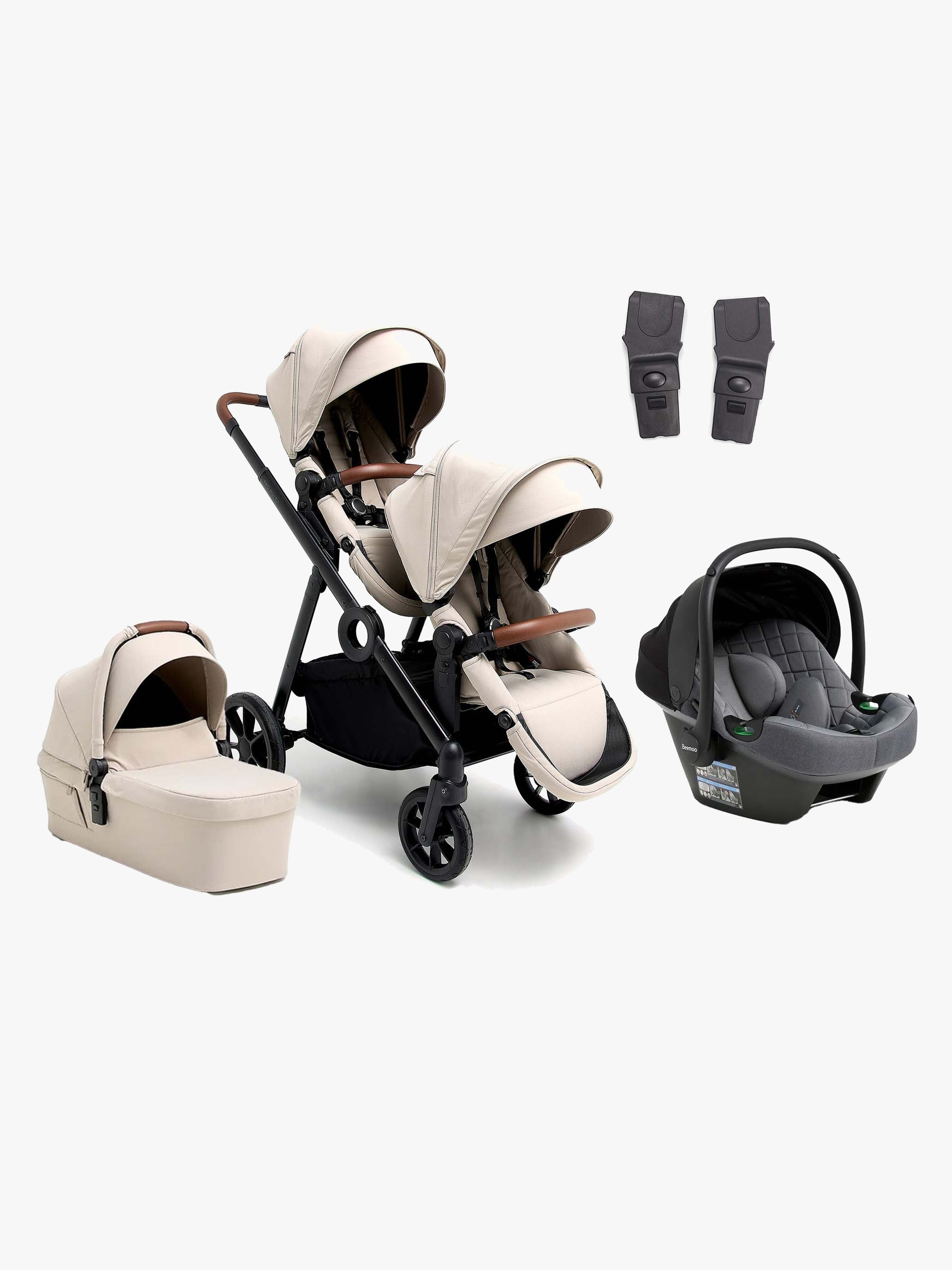 Beemoo Pro Multi 2 Syskonvagn Inkl. Route i-Size Babyskydd, Latte Beige/Mineral Grey
