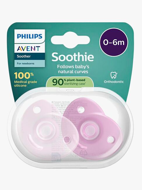 Philips Avent Soothie Napp 0–6m 2-Pack, Rosa/Blå Blandad