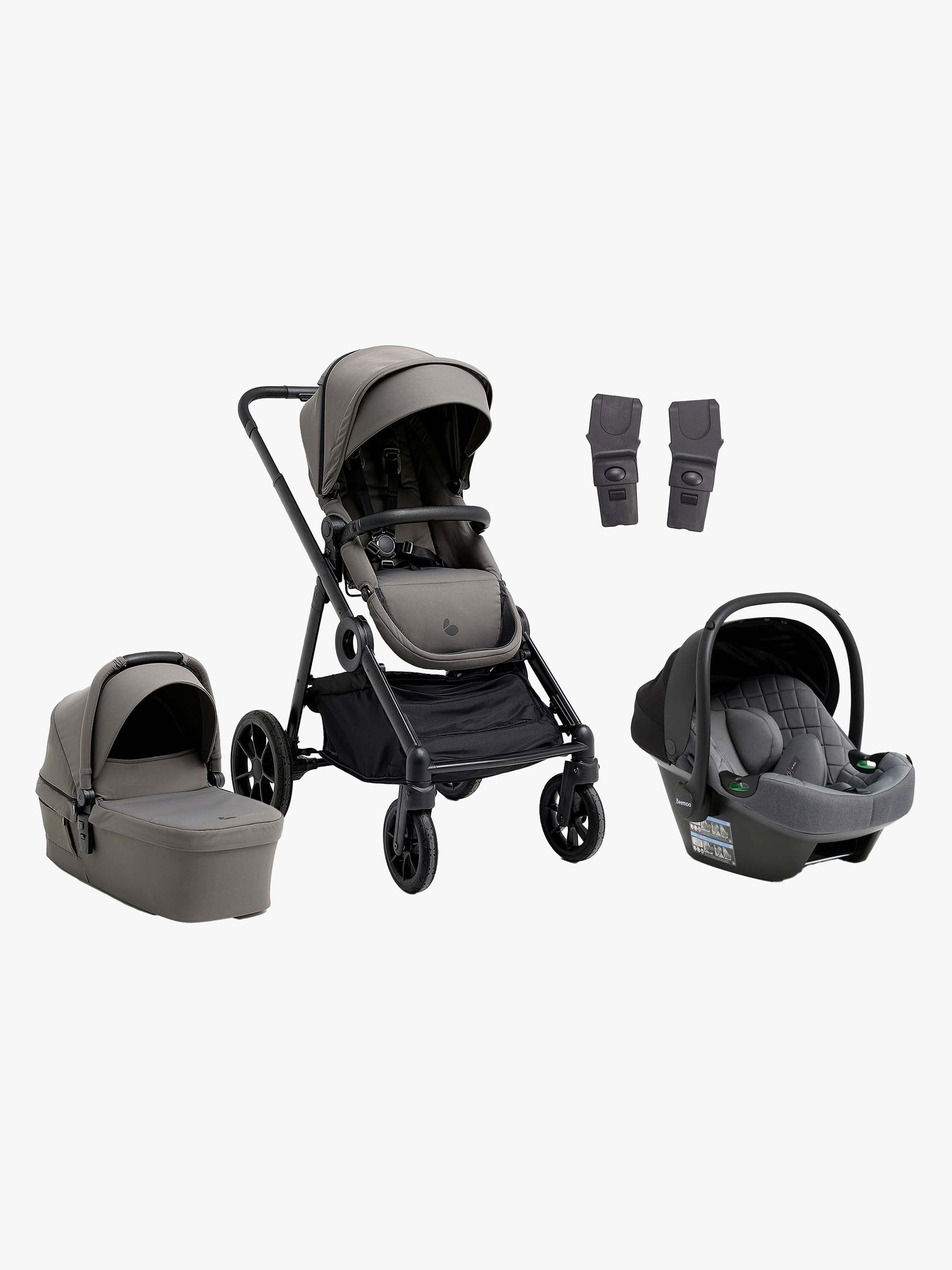 Beemoo Pro Multi 2 Duovagn Inkl. Route i-Size Babyskydd, Mocha Grey/Mineral Grey