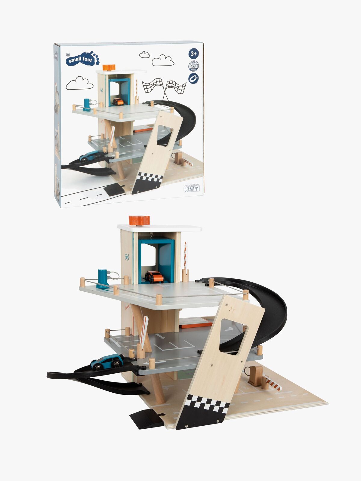 Small Foot Bilgarage med Två Bilar