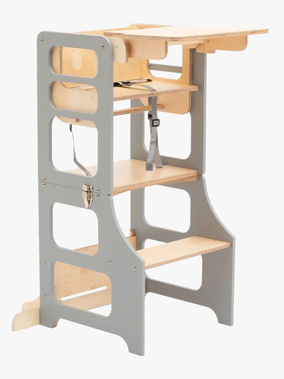 Duck Woodworks 3-i-1 Fällbar Hjälpa Till Pall med Matstol, Grå