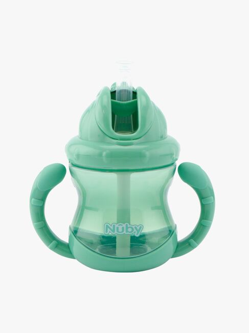 Nuby Twin Handle Flip It Mugg 240 ml +12 m, Grön