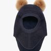 Huttelihut Balaklava Merinoull med Pompoms, Dark Navy