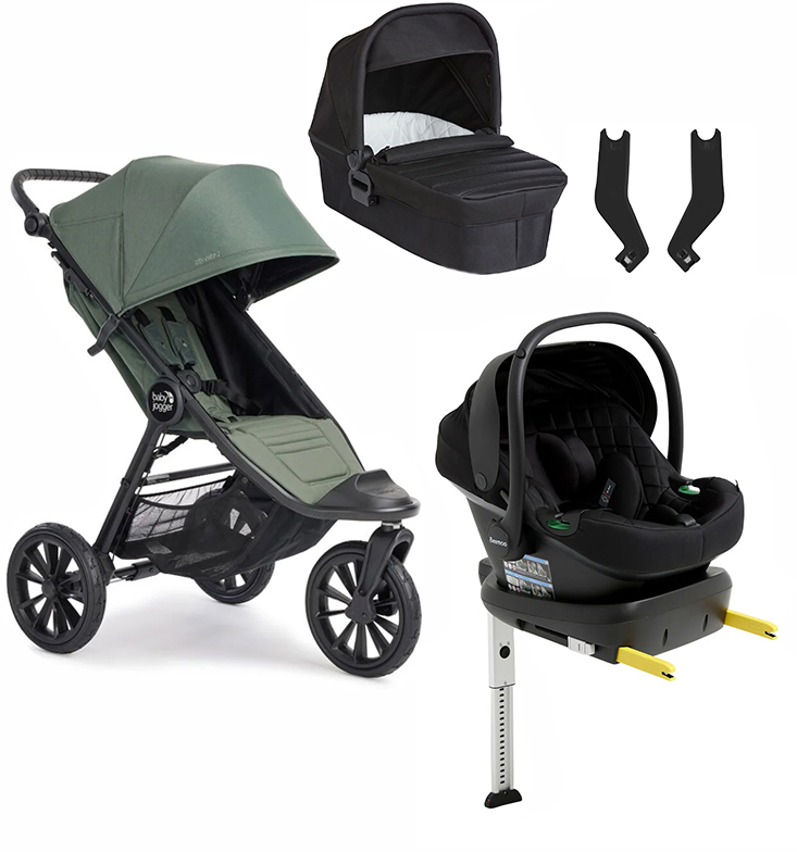 Baby Jogger City Elite 2 Duovagn inkl. Beemoo Route Babyskydd &  Bas Briar Green/Black Stone