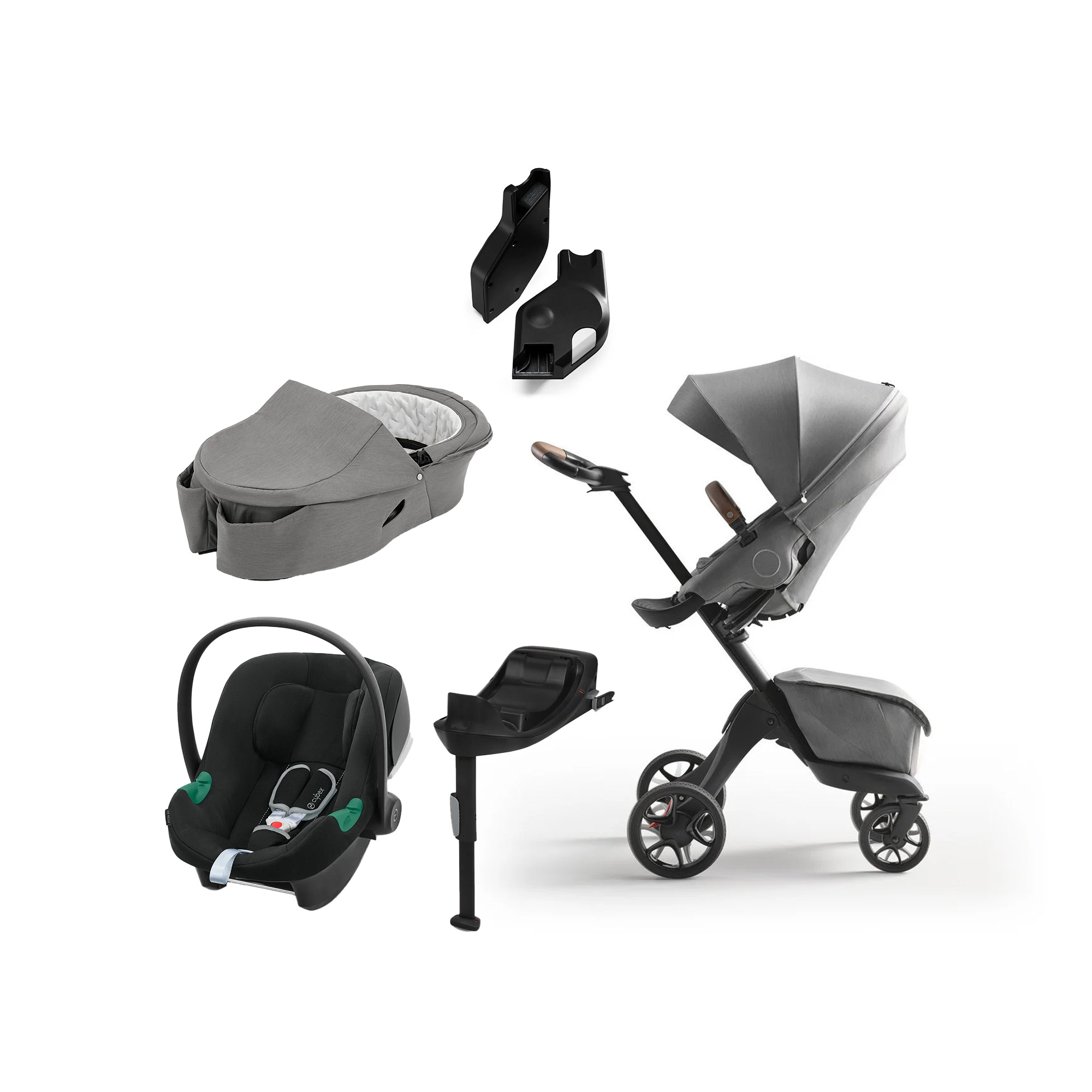 Stokke Xplory X Duovagn inkl. Cybex Aton B2 &  Bas Modern Grey