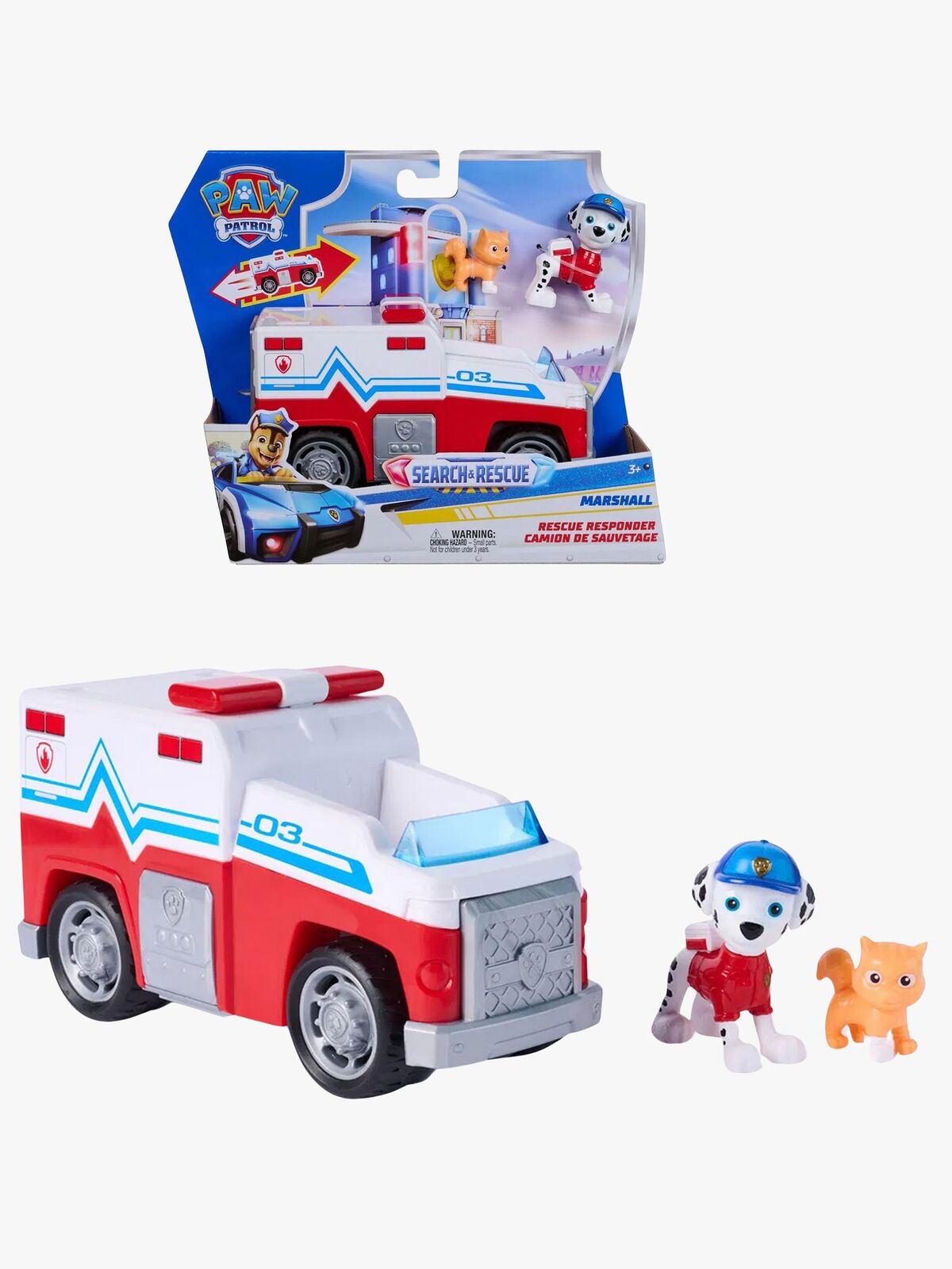 Paw Patrol Search & Rescue Räddningsfordon med Figur Marshall