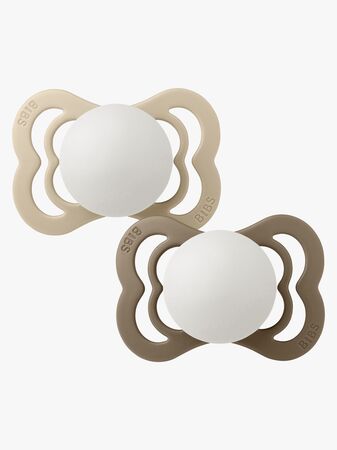 BIBS Supreme Napp 2-Pack Silikon Stl 1 Symmetrisk, Vanilla Glow/Dark Oak Glow