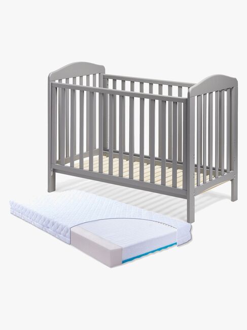 JLY ELLA Dream Lux Dropside Spjälsäng, Grå & BabyMatex Madrass