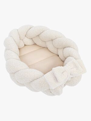 MeowBaby Bearly Babynest med Flätat Skydd, Cream
