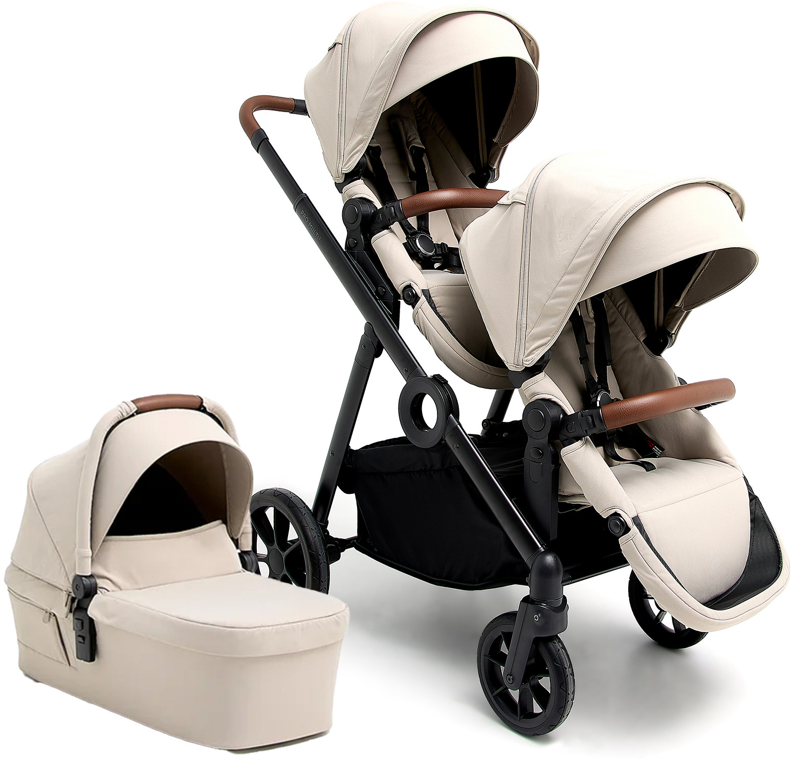 Beemoo Pro Multi 2 Syskonvagn Inkl. Liggdel Latte Beige