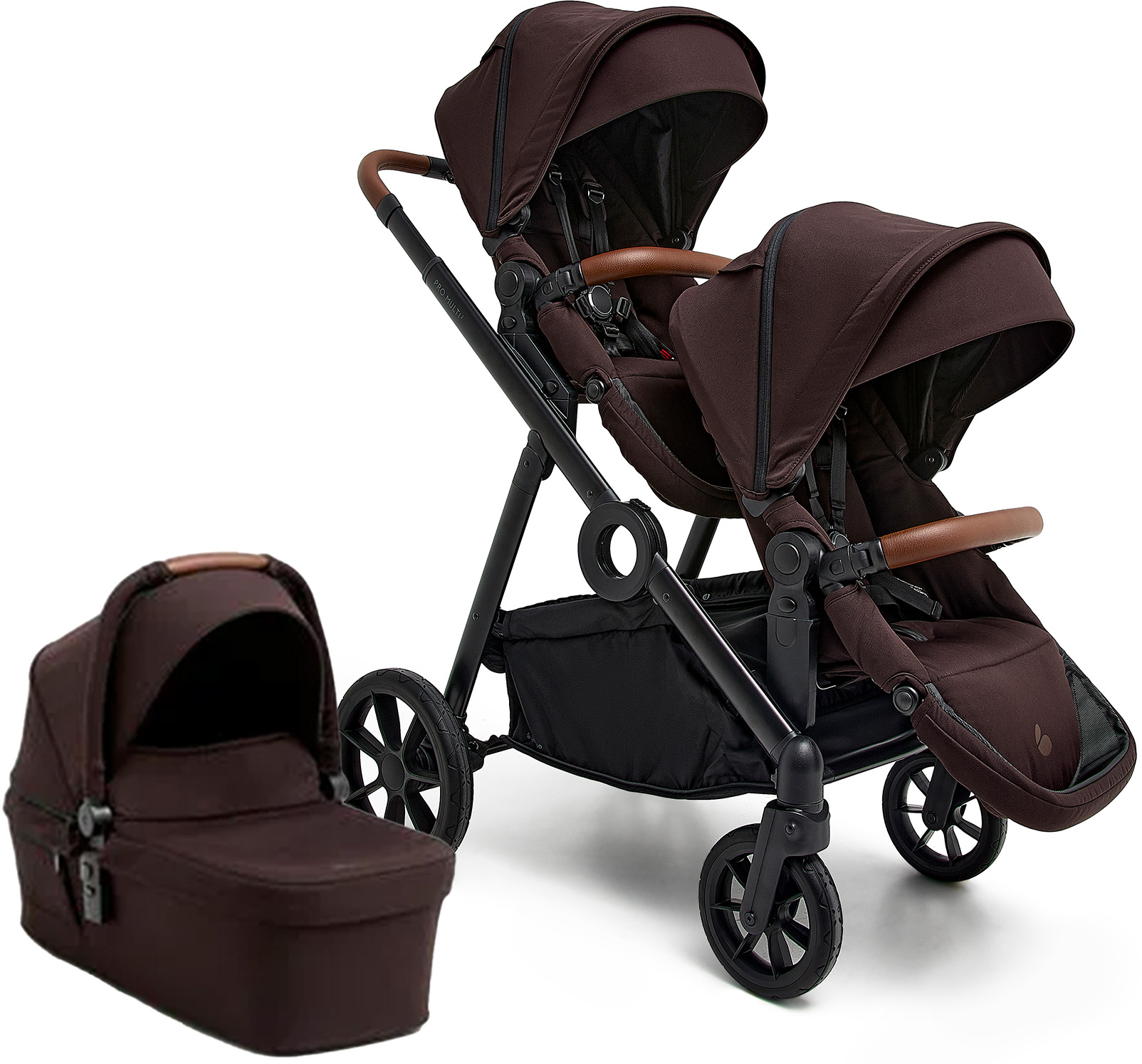 Beemoo Pro Multi 2 Syskonvagn Inkl. Liggdel Espresso Brown
