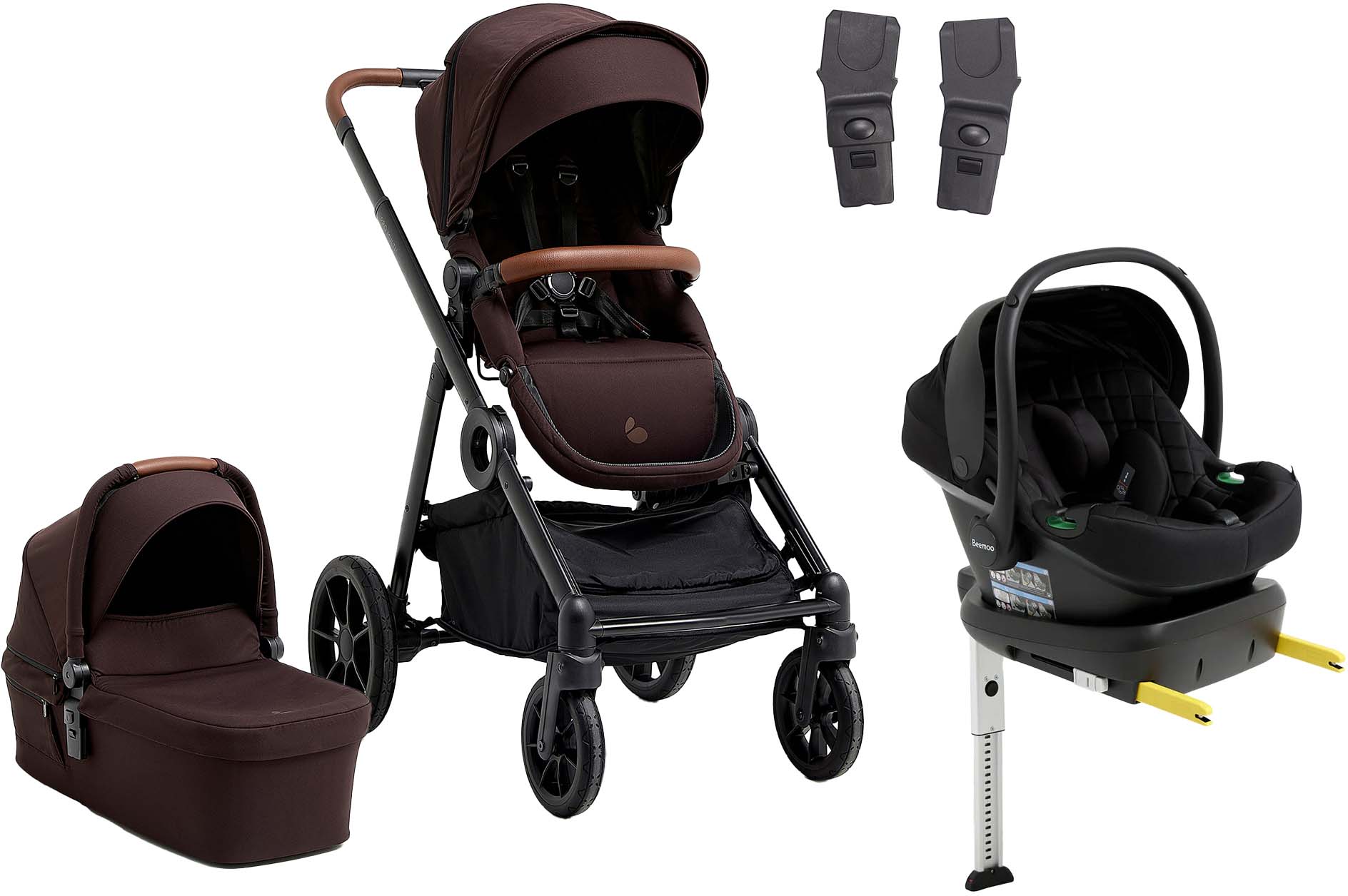 Beemoo Pro Multi 2 Duovagn Inkl. Route i-Size Babyskydd &  Bas Espresso Brown/Black Stone