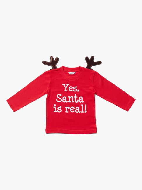 Luca & Lola Baby Kortärmad t-shirt Santa Is Real Deer, Red