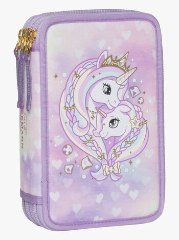 Beckmann Fylld Trippelpennfodral, Unicorn Princess Purple