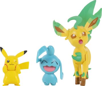Pokémon Actionfigurer Pikachu, Wynaut, Leaf 3-pack