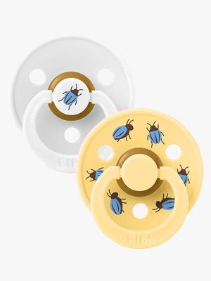 BIBS Studio Colour Sut Beetle Mix 2-pak Latex Str. 2 Rund, White/Pale Butter