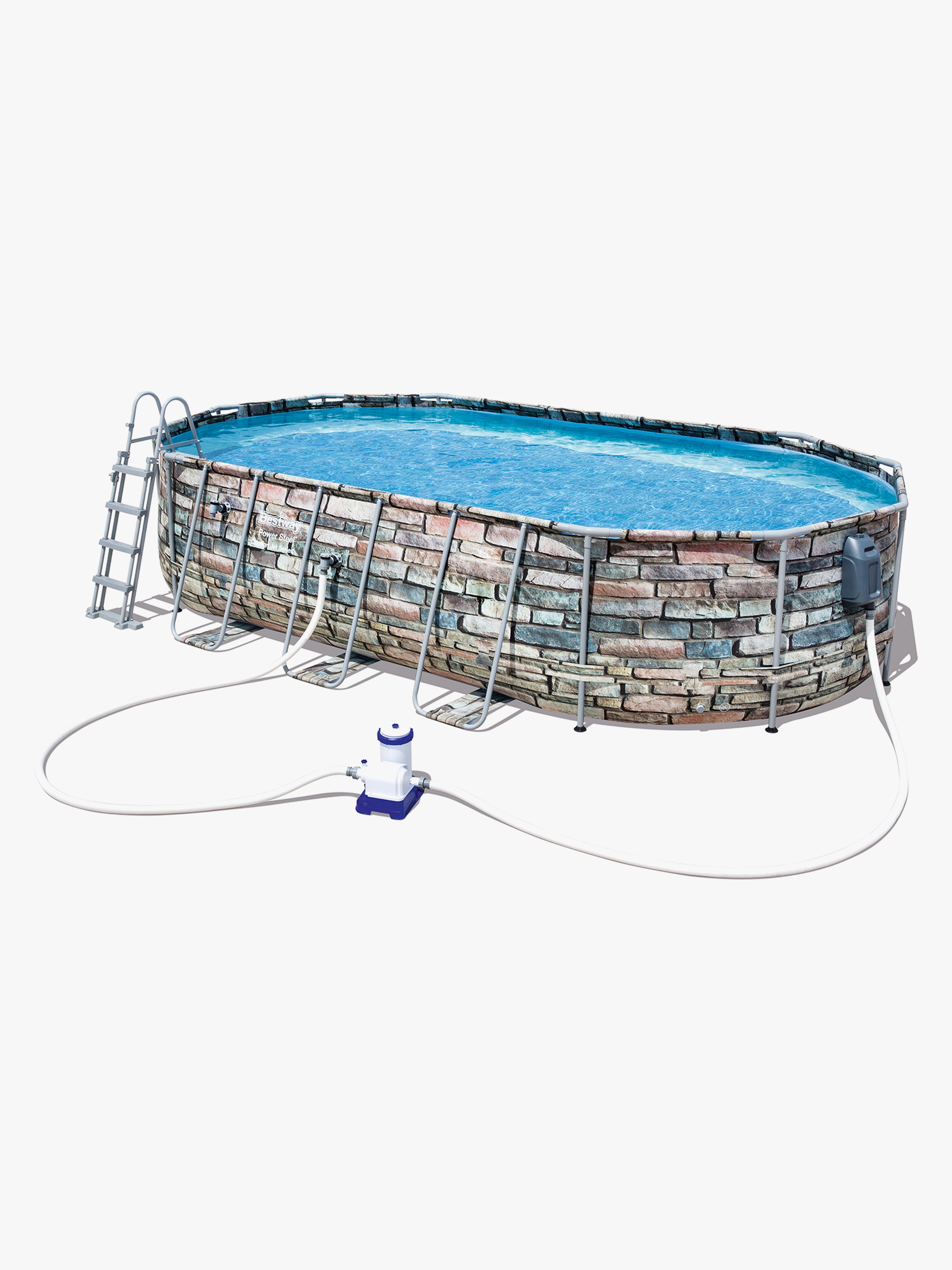 Bestway Power Steel Oval Poolset 610x366x122 cm – med massagestrålar och LED