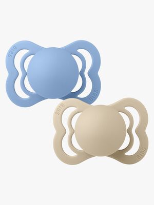BIBS Supreme Napp 2-Pack Silikon Stl 1 Symmetrisk, Vanilla/Sky Blue