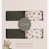 Oh, Poppy! Holly Muslin Filt 2-Pack, Fresh Vanilla/ Forest Green
